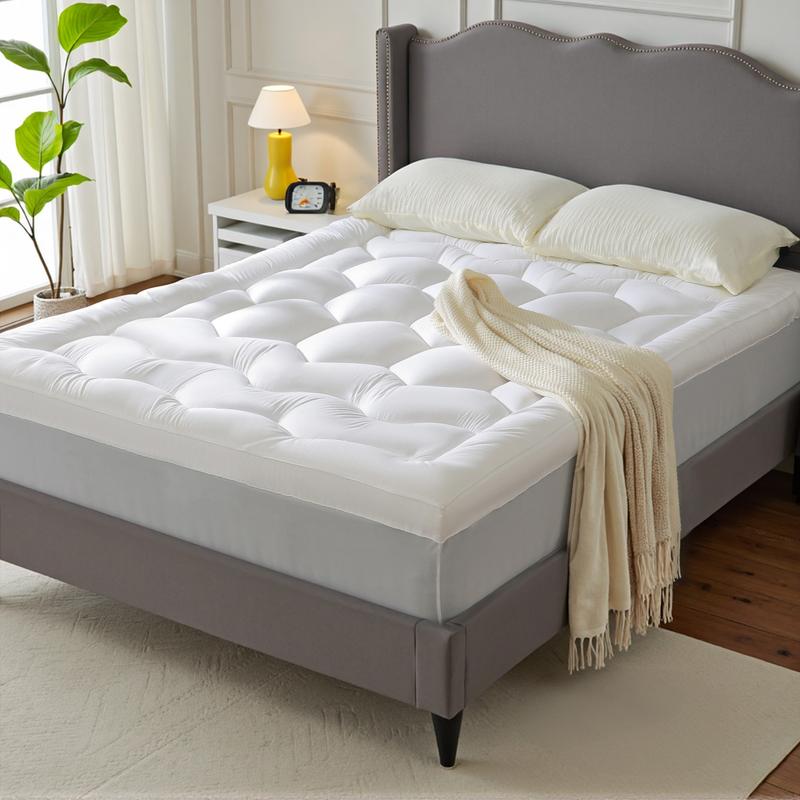 Raybee 2- 3 Inch Mattress Topper for 8-21"Deep, Ultra Soft Thick 500- 1000gsm Mattress Pads, 360° Warpped Mattress Protector Cover, Cooling Breathable Bed Topper Pad, Pressure Relief, Twin/Twin XL/Full/Queen/King, White