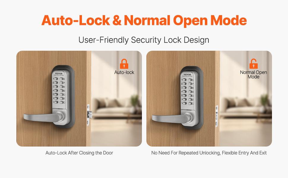 VEVOR Mechanical Keyless Entry Door Lock, 14 Key Mechanical Door Lock, Mechanical Keypad Door Lock with Handle, Double-Sided Stainless Steel Waterproof Keyless Gate Lock, for Home Office Yard, Sliver VEVOR Mechanical Keyless Entry Door Lock, 14 Key Mechanical Door Lock, Mechanical Keypad Door Lock with Handle, Double-Sided Stainless Steel Waterproof Keyless Gate Lock, for Home Office Yard, Sliver