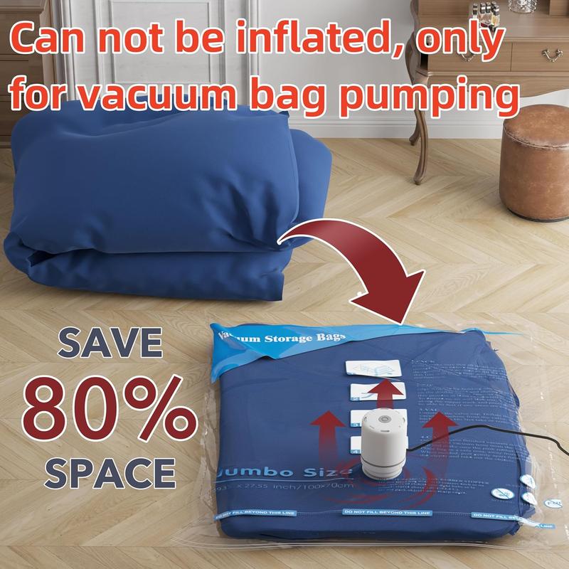Cordless Travel Vacuum Bag Set - 7 Pack Vacuum Storage Bags with Electric Pump, Space Saver Bags Compression for Comforters and Blankets, Sealer Clothes Storage Travel Essentials