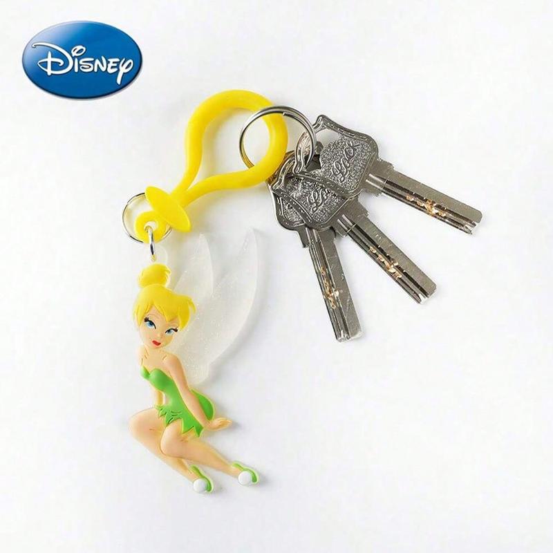 Disney Princess Tinker Bell PVC Keychain 1PC Official License Figurine Bag Clip Charm Collector Keyring Backpack Decor Durable PVC Rubber Gift