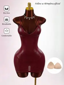 Y2K Amplova Red Casual Party Dress Wedding Guest Dress For Women Burgundy Dress Halloween Costumes Snake Skin Texture Glossy Coated Bustier Bodycon Mini Dress,Party Dresses For Women,Dresses For Women Party