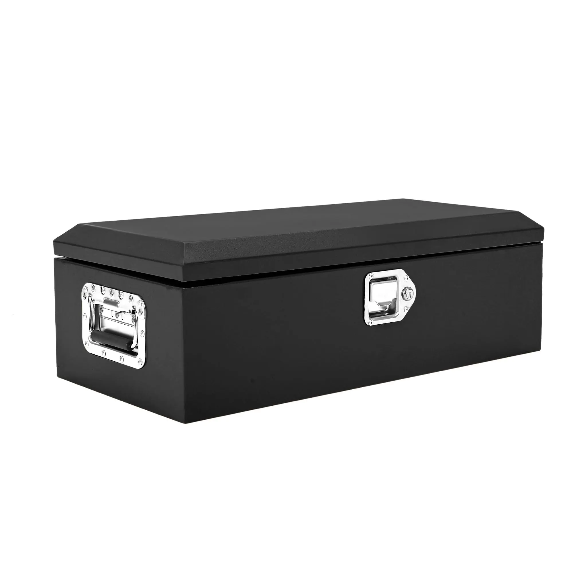 Garvee Black Steel Truck Bed Tool Box, Diamond Plate Tool Box with Side Handle and Lock Keys, Storage Toolbox Chest Box Organizer for Pickup, Truck Bed, RV, Trailer