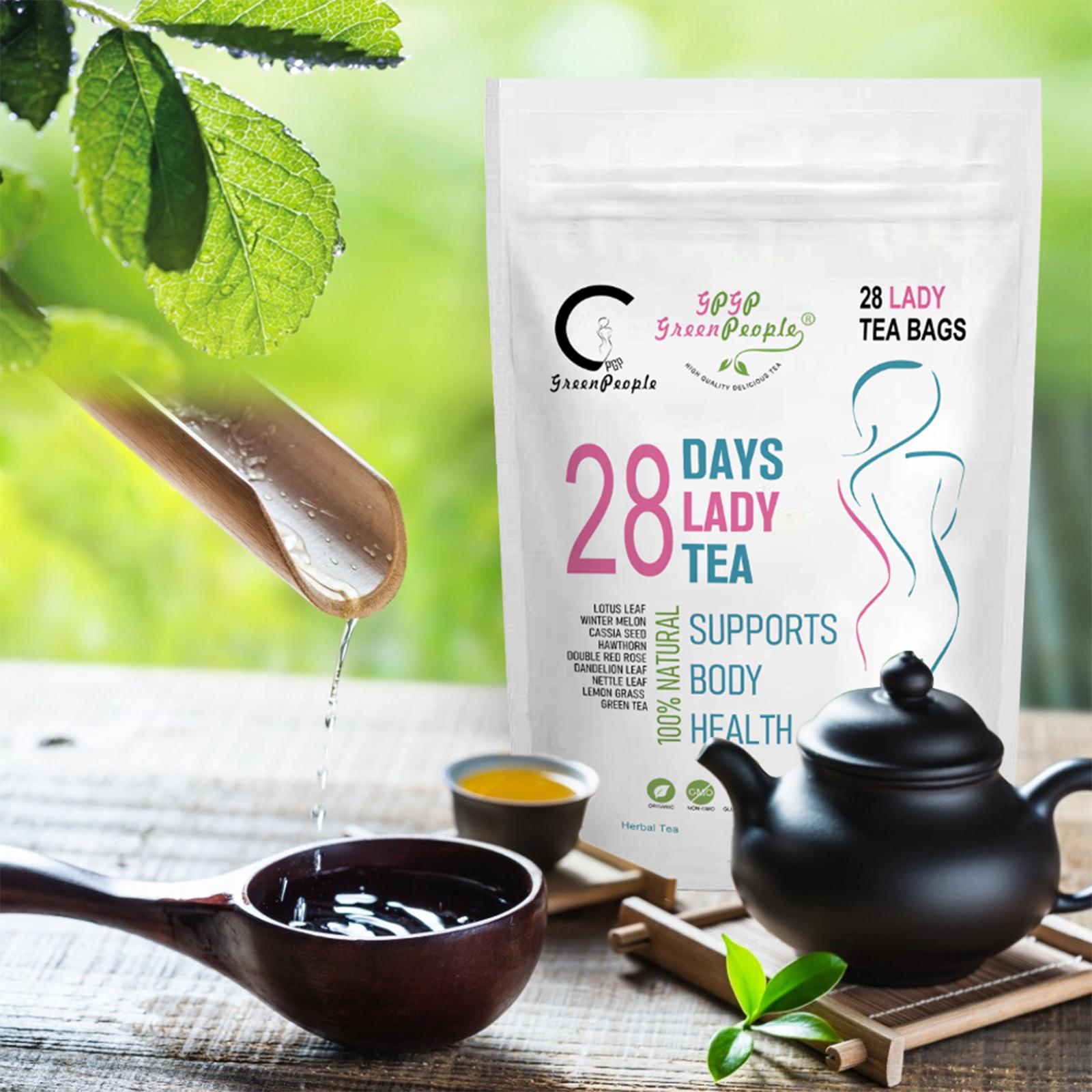****28 Days Lady Herbal Tea - Non GMO, Vegan, All Natural Teas, Reduce Bloating, Soft Poopoo, Supports Body Health, Hearbal Tea Supplement
