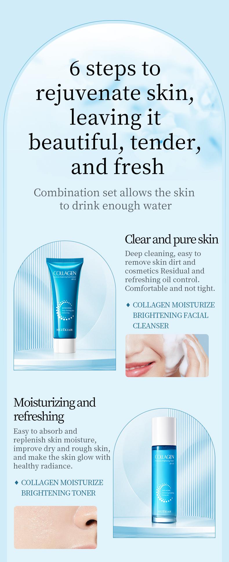 Collagen Moisturize Anti-Aging Six Piece Set,Anti-Aging Moisturizing Hydrating,Skin Care kits,Firming Skin