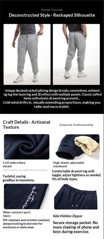 Men's Trendy Fleece-Lined Drawstring Joggers | Wear-Resistant 3D Cut | 10,000-Needle Embroidered Lettering