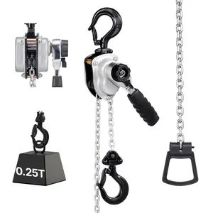 【fathersdaygift】VEVOR Manual Lever Chain Hoist, come along chain hoist for lifting, 1/4 Ton 550 lbs 5 ft Lift G80 Steel Chain with Dual Pawl Brake & 360° Rotating Hooks for Warehouse, Construction, Garage, Auto
