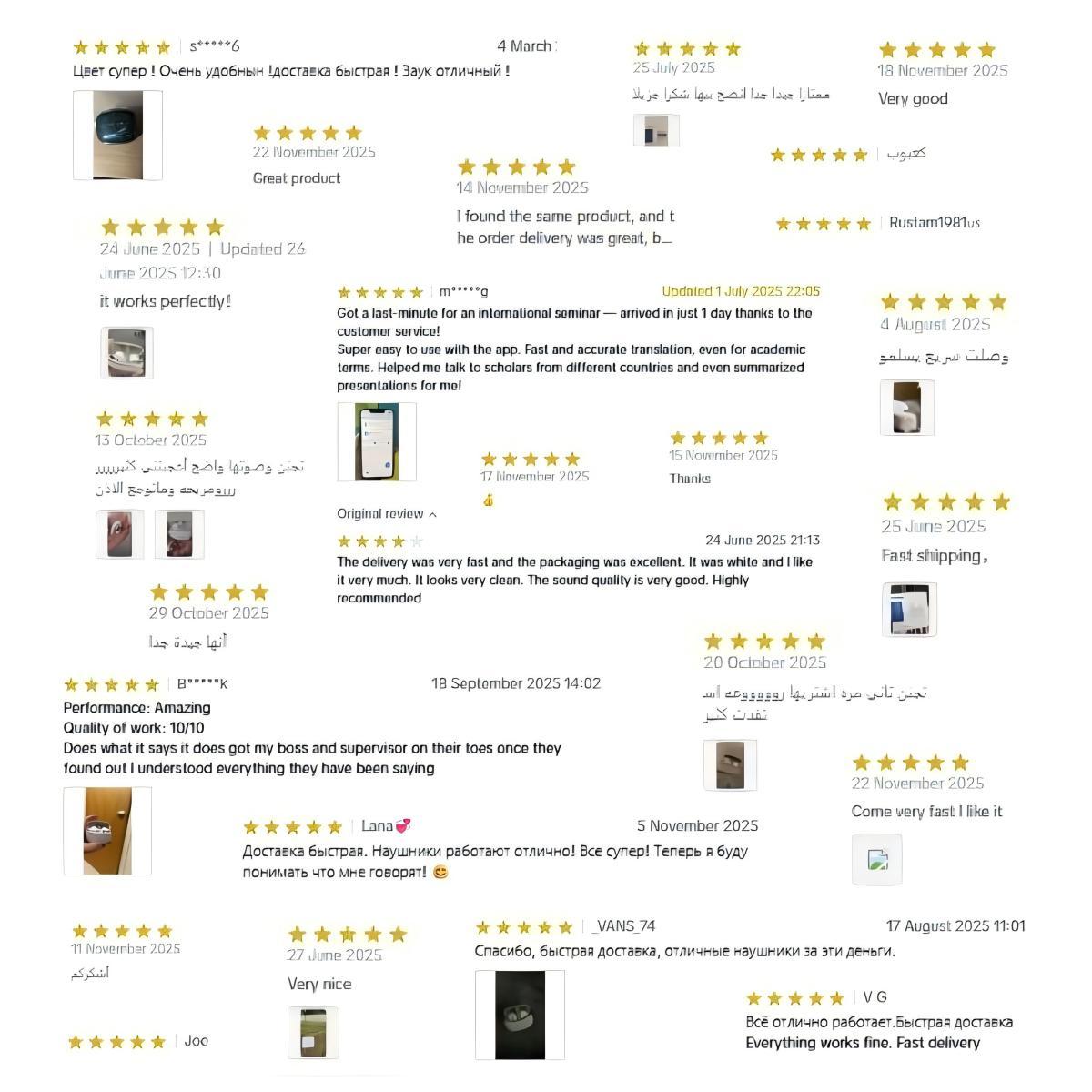 PolyPal P1 All-in-One AI Translation Earbuds, Real-Time 138 Language Translator, Bluetooth Wireless Headphones for Travel, Meetings, Study, Daily Communication, Music and Calls