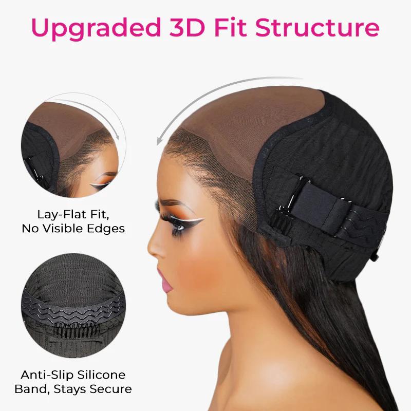 [Free Upgraded] ISEE HAIR Wear Go M-cap Straight Glueless Wigs Human Hair 9*6 HD Lace Front Wigs Pre Plucked Tiny Knots Yaki Straight Glueless Human Wigs Beginners Friendly Adjustable Red Elastic  Band #Category Spotlight