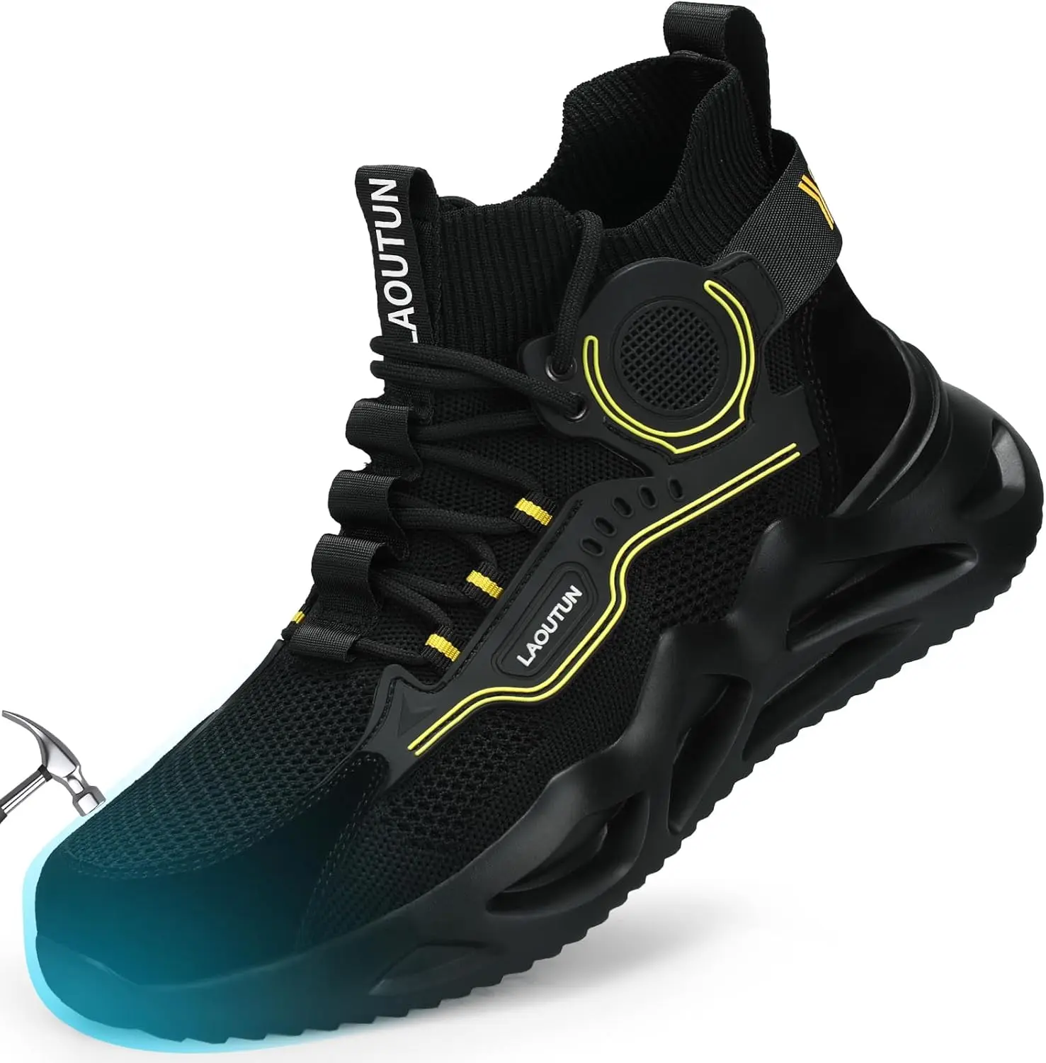 Steel Toe Shoes for Men Work Shoes Safety Sneakers Comfortable Lightweight Puncture Proof Slip on Indestructible Construction Work Shoes