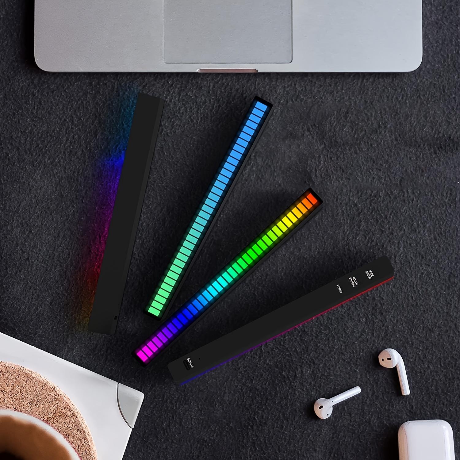 RGB LED Pickup Lights, RGB Colorful Sound Rhythm Light Bar, Voice-Controlled Sync Rhythm Light, Colorful Music Atmosphere Light for Desktop Gaming Esports Party, Night Light