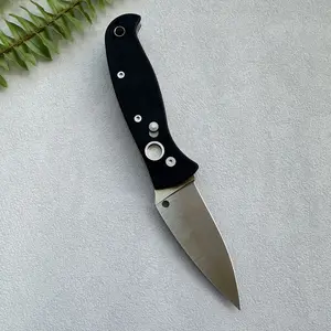 EDC C165 Folding Knife D2 Steel 3.46" Blade Black G10 Handle Camping tool
