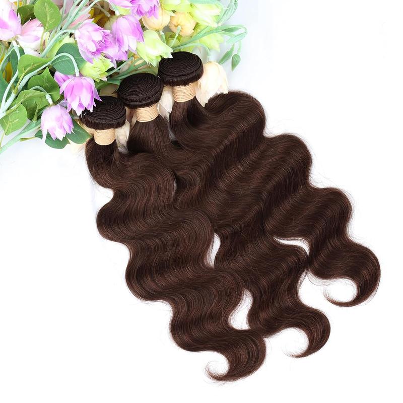 Chocolate Brown Bundles Glossy Hair Bundles Brazilian Body Wave Bundles with Lace Frontal Raw human hair bundles 100% Unprocessed Brazilian Virgin Hair Bundles Quick Weave Hair Extension Outdoorfun Wig deals for you days