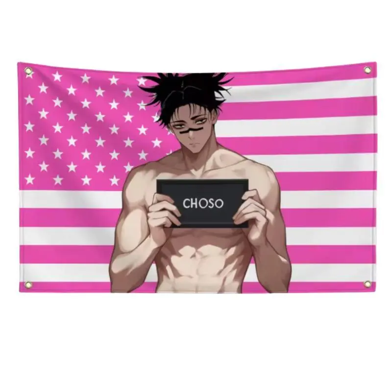 Anime Jujutsu Kaisen American Flag Banner, Choso Gojo Satoru Geto Suguru Design, Polyester Wall Flag Tapestry for Home, Bedroom, Garage & Outdoor Decor