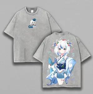 Gawr Gura | Hololive Washed Tee Hoodie Sweater Double Printed Ocean Song Graphic — For Dreamcore Fans, For Gift Drops That Sing Beneath Waves