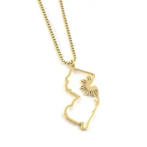 New Jersey Filipino Sun Necklace – NJ Outline Filipino Pride Pendant