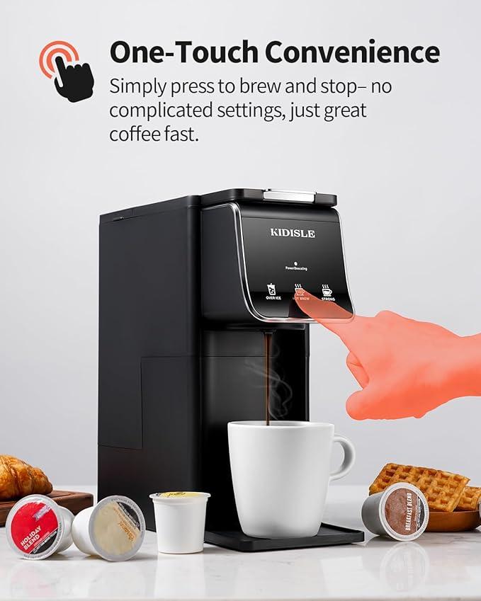 Hot & Iced Coffee Maker for K-Cups & Ground Coffee, Single-Serve Brewer with Bold Setting, Reusable Filter, Travel Mug Friendly, Compact & Quick Brew, Black Household Appliances espresso machine coffee bar supplies