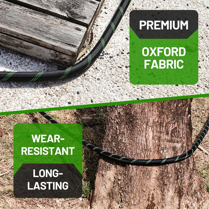 LOVFEN Garden Hose 100 Ft, Kink Free Flexible Water Hose With 10-Pattern Spray Nozzle, Lightweight Hose Pipe, Leak Proof, 3/4" Swivel Connectors, Super Fabric, Portable Storage Strap