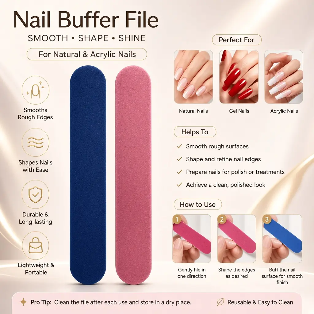 2Pcs Professional Double-Sided Emery Boards - Reusable Nail Care Tool for Shaping, Polishing, Smooth Rough Edges, Indoor Recreation Manicure Pedicure Prep (Fits Natural & Acrylic Nails)