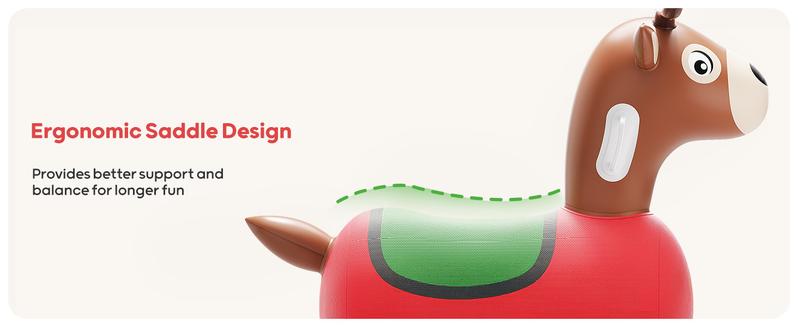 QPAU Kids Reindeer Toys 1/2 PC 220lbs Load Capacity Bouncing Animal Hopper Reindeer Gifts for Kids Ages 5+ Large Size Comfortable Stable Design Peaceof Mind Material independent Two Air Chambers Manual Inflatable Pump