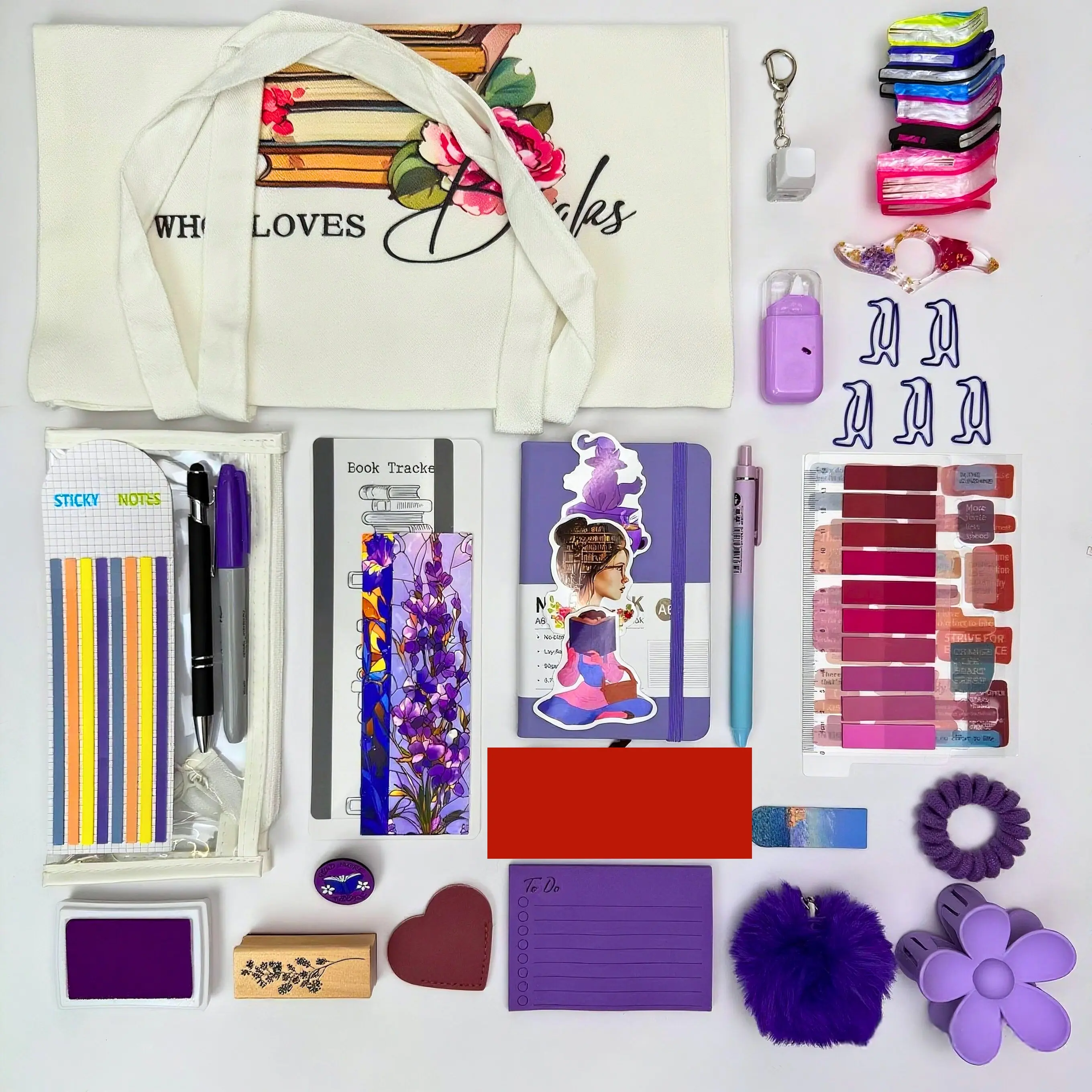 Bookish Classic Paper-Based DIY Crafts Kit - Portable Unisex Mini Notebook, Bookmarks, Sticky Notes, Stamps, Pens, Desk Accessories for Scrapbooking, Teens DIY Projects, Book Lovers Gifts