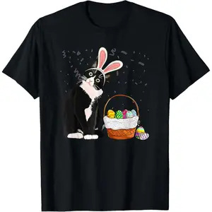 100% Premium Cotton Easter Day Cat Bunny Ears Eggs Shirt Men Women Easter Rabbit T-Shirt