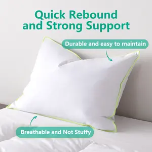 Kasentex Set of 2 Pillows, King Size, Cotton Cover, Soft Medium Firm, Feather Down Filling for Back, Stomach, Side Sleepers