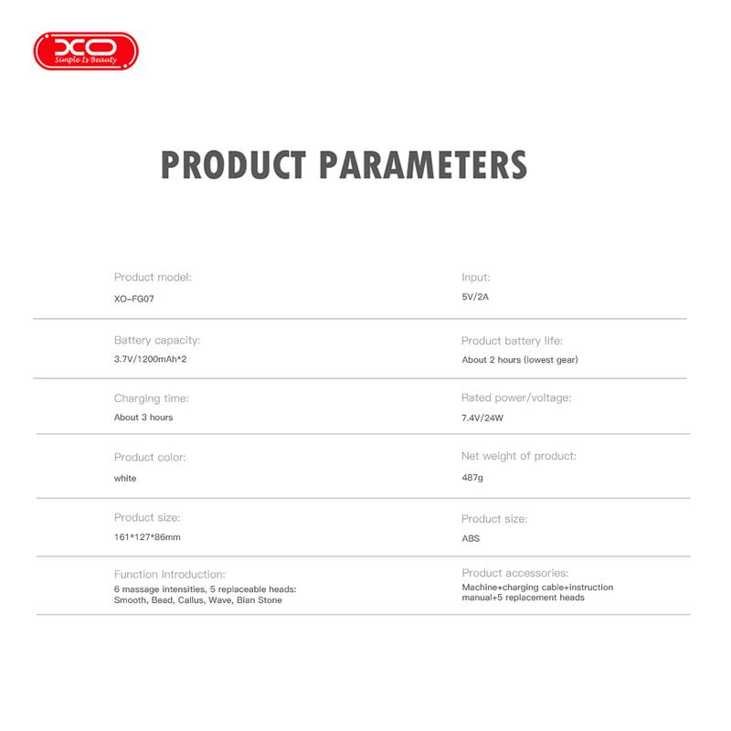 Handheld Portable Fascia Gun XO-FG07 with 5 Replaceable Massage Heads & 6 Adjustable Intensities for Deep Muscle Relaxation Gym & Office Use