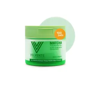 [mothersdaydeals]Velvente Matcha Rose PDRN Polish Toner Pads for Redness ,Dark Spots, Acne-Prone & Dull Skin | Hydrating Facial Toning Polish Pad Recovery & Refining with Peptides & Hyaluronic Acid | Sensitive Skin Friendly | 100 Pads (1 Pack)