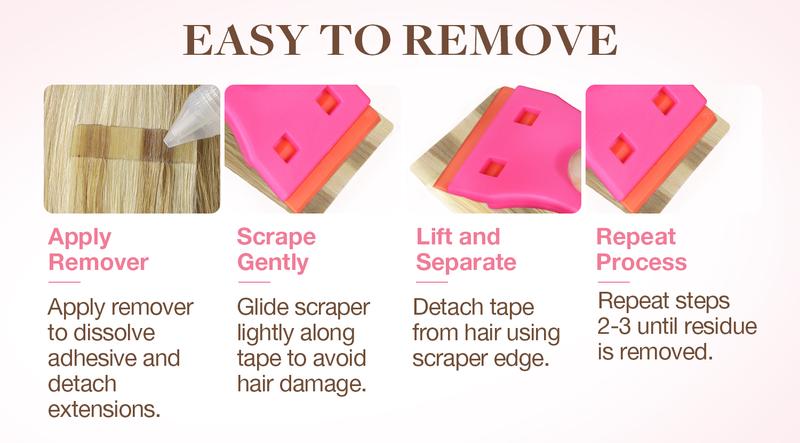 GOO GOO Tape Remover Scraper Tool Plastic Razor Blade Scraper with 10 Orange Replacement Blades, Hot Pink Plastic Scraper for Tape in Extensions, Effectively Removes Tape Residue