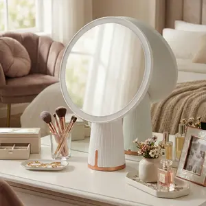 Coby Electronics Portrait LED Vanity Mirror Rechargeable No Cords Adjustable Tilt Modern Design White Cool Warm Light