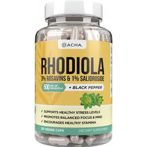 Natural Rhodiola Rosea Supplement – 120 CAPS 500mg, 3% Rosavins 1% Salidroside, Full 4-Month Supply, Bioperine Enhanced Absorbtion, Mood, Focus, and Brain Booster, Clarity & Stress Support