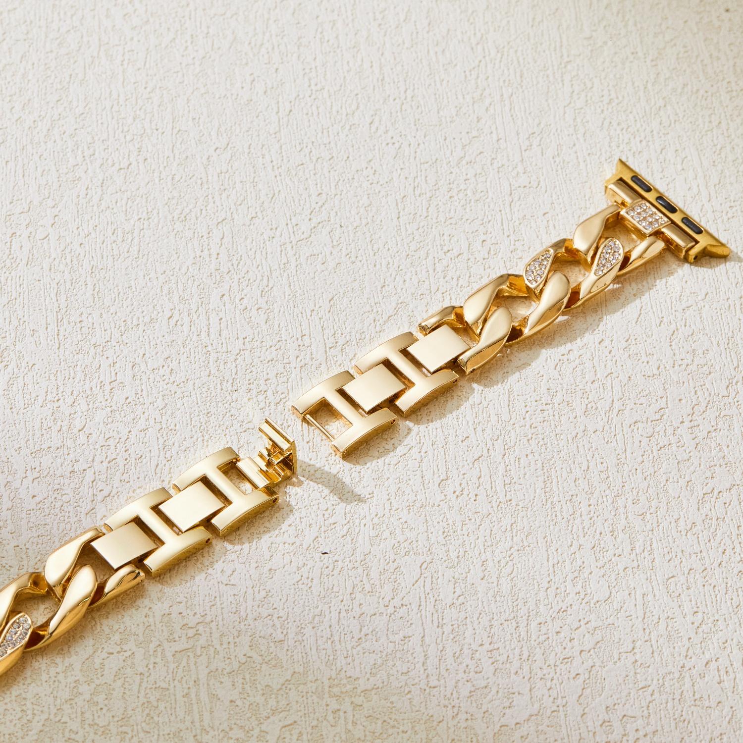MISSAIR Luxury 14K Gold Plated Diamond Chain Bracelet Band Compatible with Apple Watch Series 11-1, SE, Ultra – Adjustable Strap for Women, Fits 38-49mm MISSAIR Luxury 14K Gold Plated Diamond Chain Bracelet Band Compatible with Apple Watch Series 11-1, SE, Ultra – Adjustable Strap for Women, Fits 38-49mm