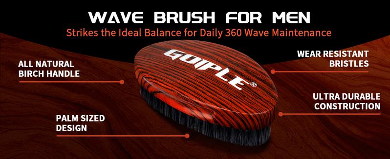 Wave Pomade Wave Styler Brush Great for Wolfing, Boar Bristle Beard & Wave Brush for Barbers & Daily Use Black