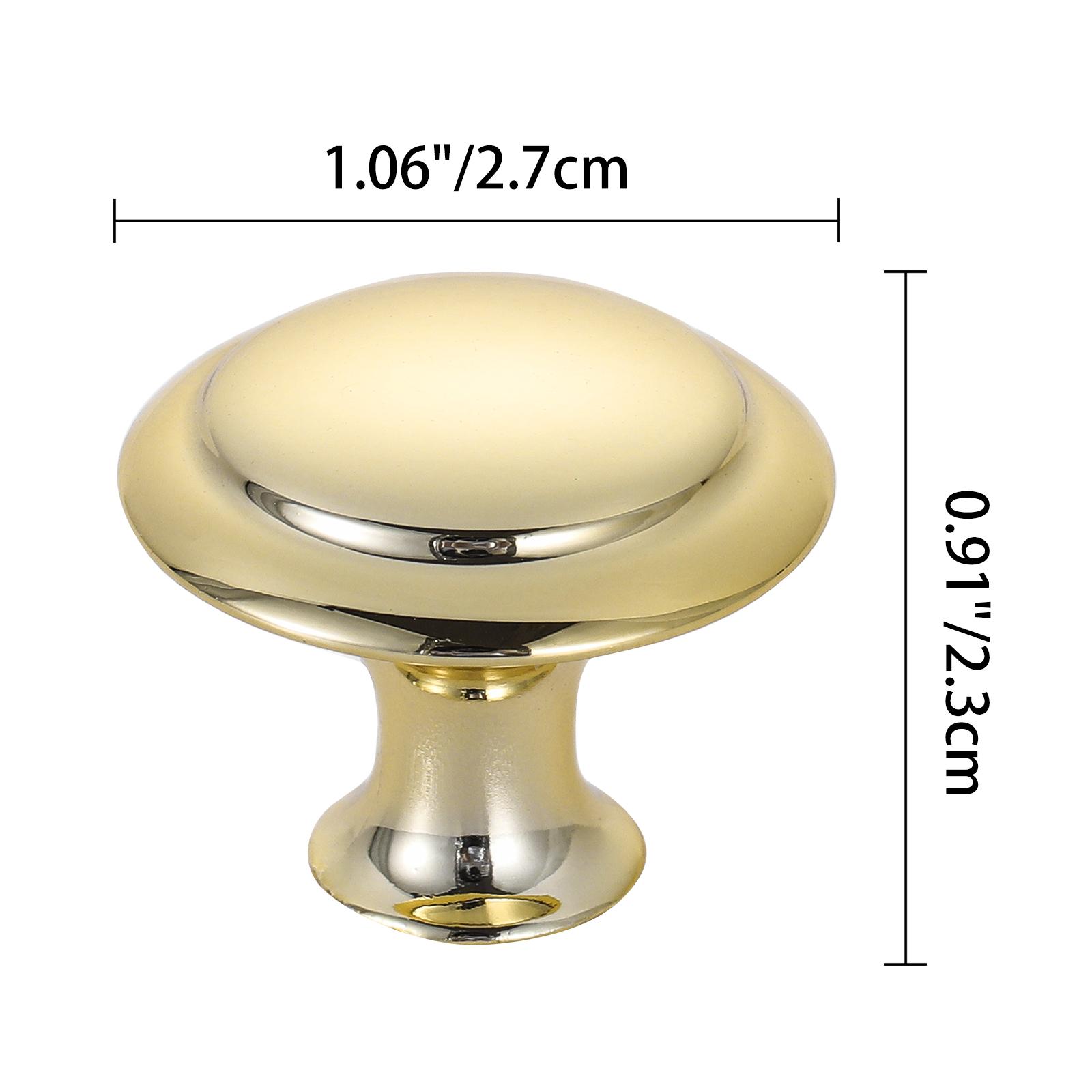 Gold Round Cabinet Pulls Stainless Steel Hardware Fits Kitchen Cupboard Dresser Doors Mushroom Design & Sleek