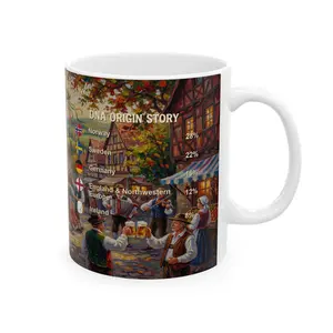 Personalized Genealogy DNA Ceramic Coffee Mug Tea Drinkware of White European Heritage & Custom Europe Ancestry Gift Perfect Custom Meaningful Made to Order Keepsake