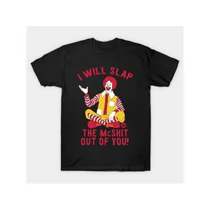 Summer t Shirts mens i will slap the mcshit you funny graphic t shirt 100 cotton soft crew neck tee black with red yellow humorous short sleeve shirt