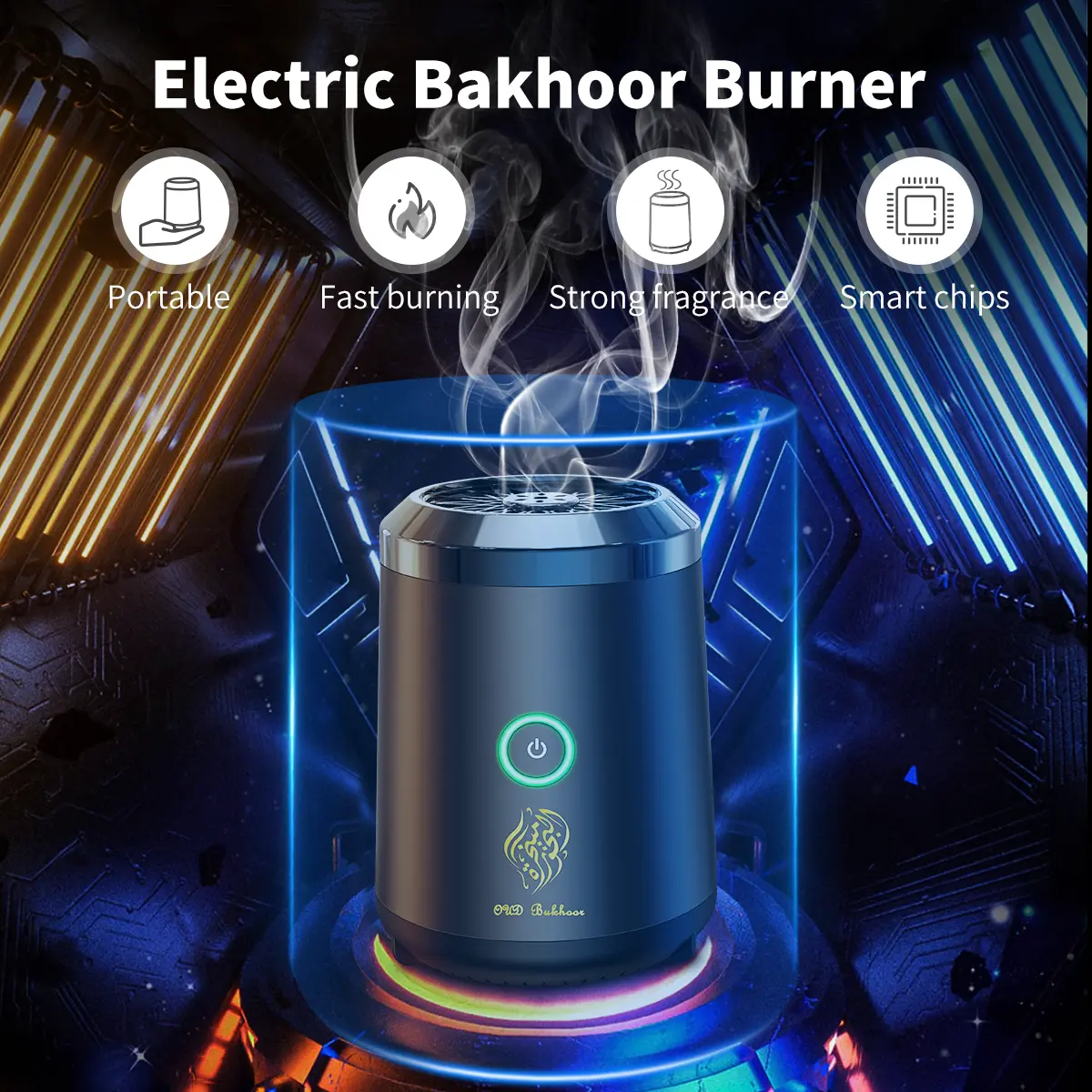 Ceramic OUD Electric Incense Burner - Compact USB Rechargeable Bakhoor Holder, Muslim Dukhoon Aroma Diffuser with Auto Off for Daily Use