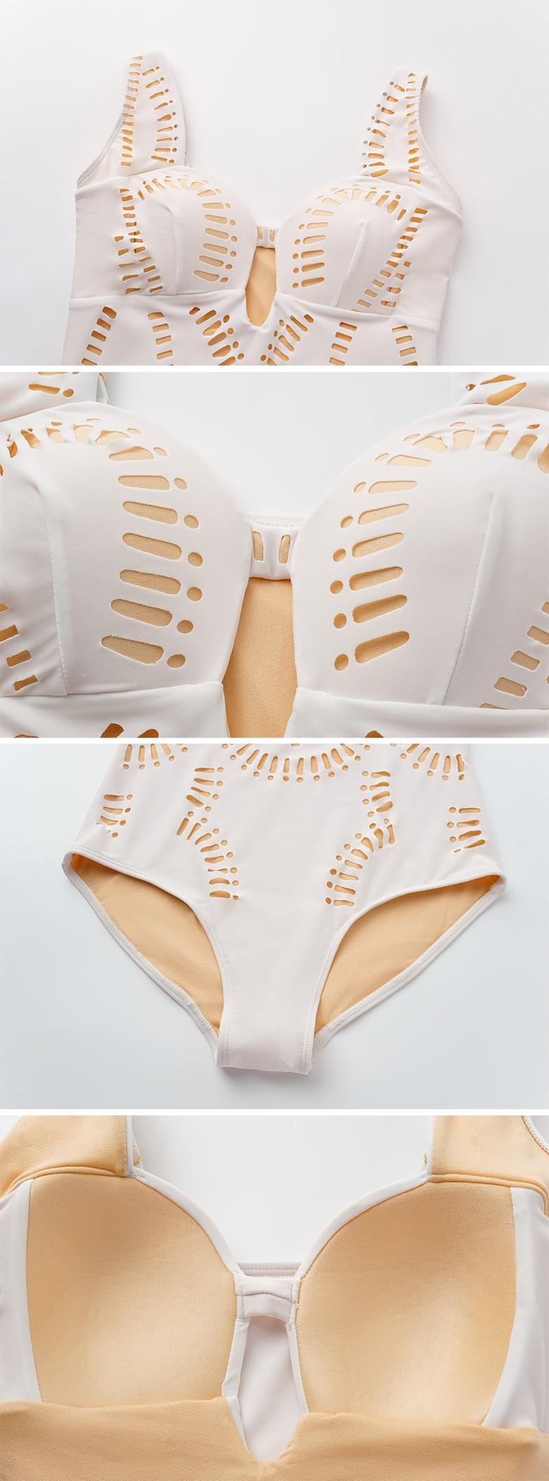 FLAXMAKER Women's White Laser Cut V-Neck One Piece Swimsuit and Matching Skirt Set Swimdress Beachwear Bathing Suit Sexy Tummy Control Stylish Beachwear #TikTokShopBlackFriday