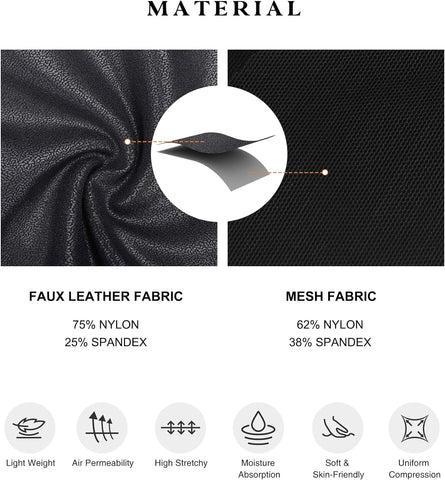 Popilush Elastic Deep V-Neck Leather Shapewear Thong Bodysuit  Adjustable Soft Breathable Fabric