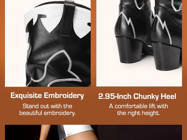 Dream Pairs Western-Embroidered Thigh-High Cowgirl Boots – Pull-On Stiletto Heel, Festival-Ready Detail