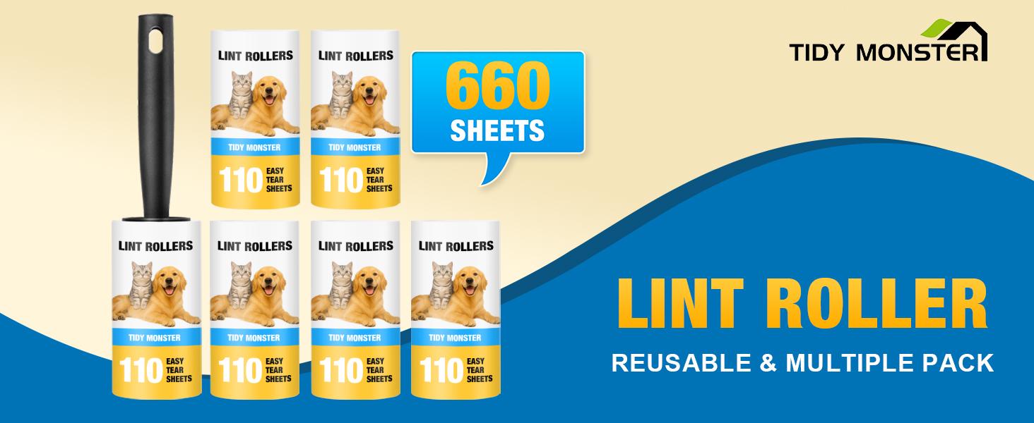 Clean Lint Roller Lint Remover for Pet Hair Dark Clothes Furniture and Dusty Surfaces Picks Up Fur & Fluff Home Car & Office 330 Adhesive Sheets