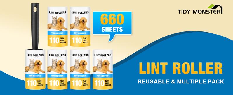Clean Lint Roller Lint Remover for Pet Hair Dark Clothes Furniture and Dusty Surfaces Picks Up Fur & Fluff Home Car & Office 330 Adhesive Sheets