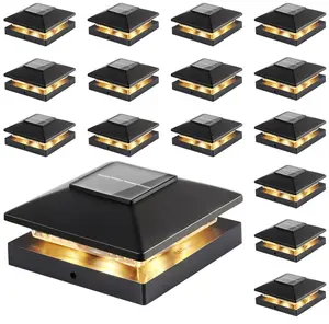 US 6Pack Waterproof Solar Lights for 4x4 Fence Posts Dusk to Dawn Auto On Off LED Post Cap Lights All Weather Deck Lighting for Outdoor Garden