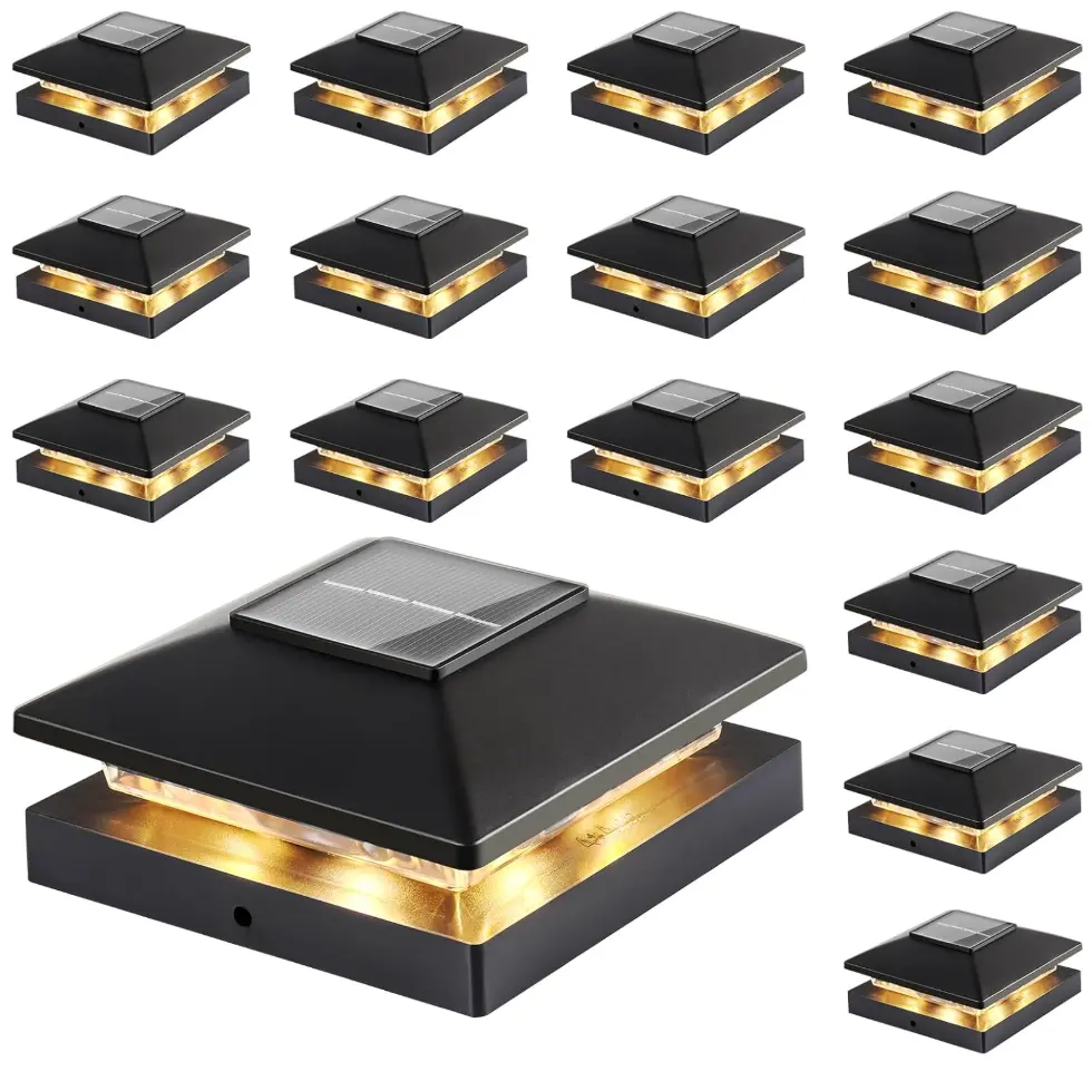 US 6Pack Waterproof Solar Lights for 4x4 Fence Posts Dusk to Dawn Auto On Off LED Post Cap Lights All Weather Deck Lighting for Outdoor Garden