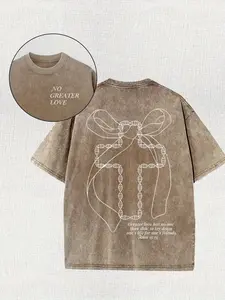 Vintage Style Cross Print Pure Cotton T-Shirt, Unique Batik Design, Crew Neck, Regular Fit, Perfect for Summer Gifts, Machine Washable, Street Style Casual Wear