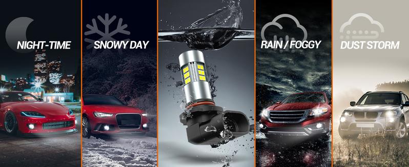 SEALIGHT H10/9145/9140 LED Fog Light Bulbs, 6000K Xenon White, 27 SMD Chips, 360-degree Illumination, Non-polarity, Pack of 2 SEALIGHT H10/9145/9140 LED Fog Light Bulbs, 6000K Xenon White, 27 SMD Chips, 360-degree Illumination, Non-polarity, Pack of 2