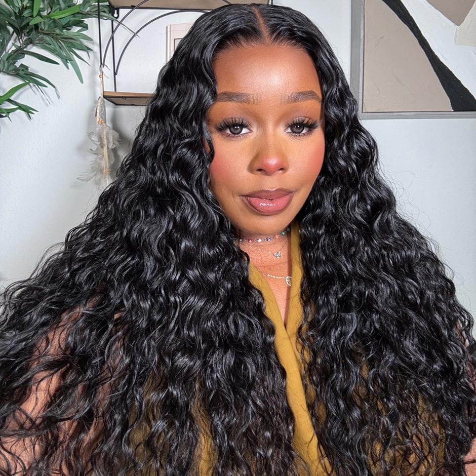 FORGIRLFOREVER 7x5 Wear Go Glueless Wig Pre-Cut Bleached Knots Water Wave Wig Ready To Wear And Go Wig Natural Wave Human Hair Wigs