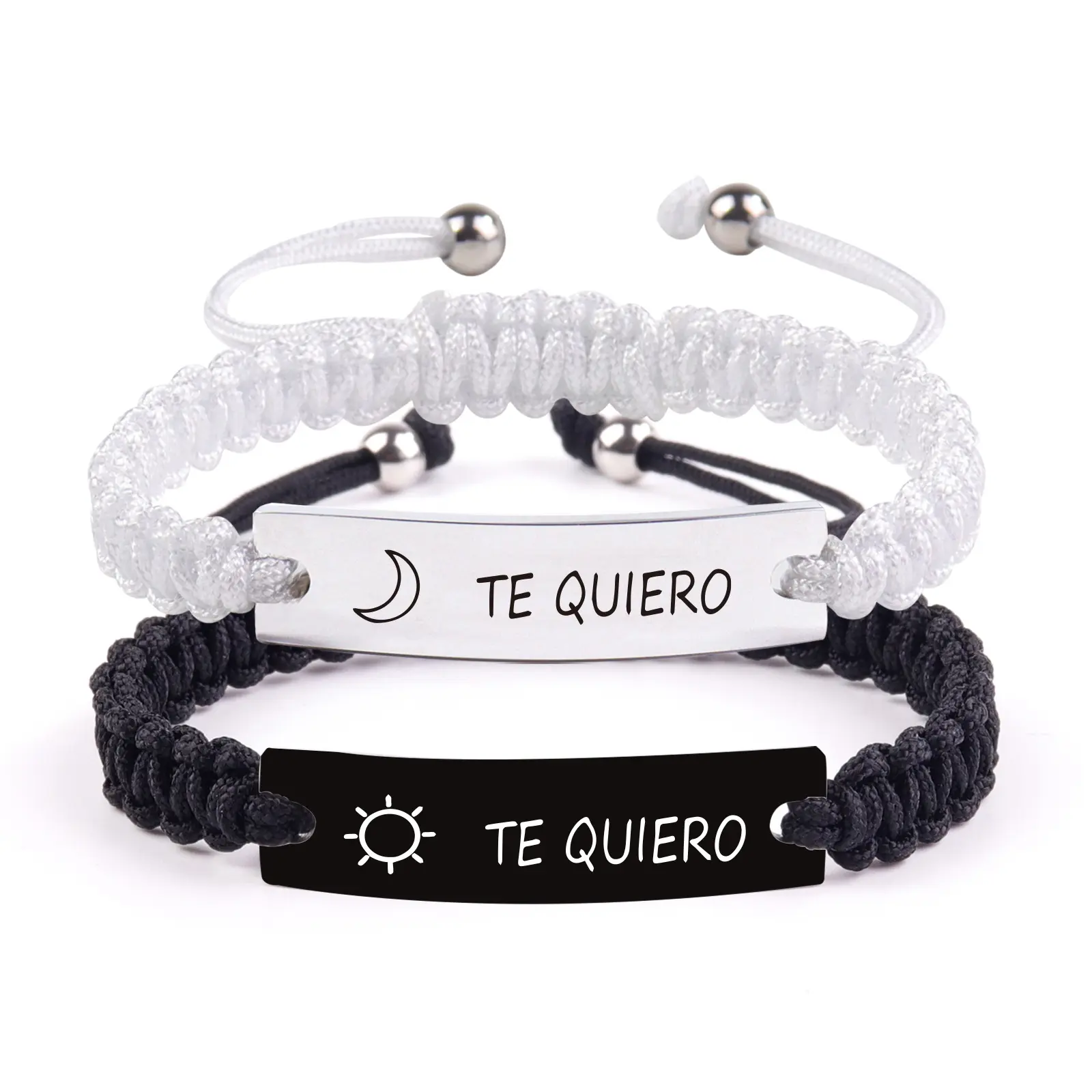 Engraved te quiero stainless steel coupl