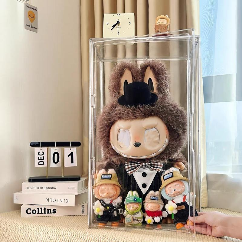 1/2pcs 23.6 inch Large Acrylic Display Case for Labubu - Fits  Zimomo & Archangel Figures, Magnetic Door, Stackable, Premium Dust-Proof Showcase summerwins