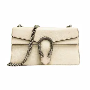 Pre-owned GUCCI · Shoulder Bags Dionysus Medium Shoulder Bag in White Leather with Crystal Embellished Web